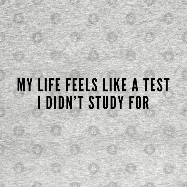 My Life Feels Like A Test I Didn't Study For - Funny Joke Slogan Statement Humor by sillyslogans